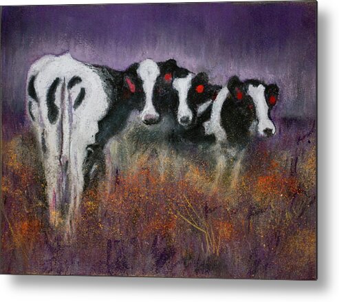 Cows Metal Print featuring the pastel Red Earrings by Sandra Lee Scott