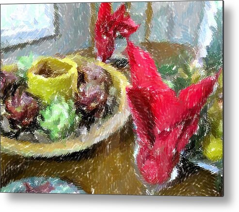 Holiday Metal Print featuring the photograph Red Napkins by Michael Morrison