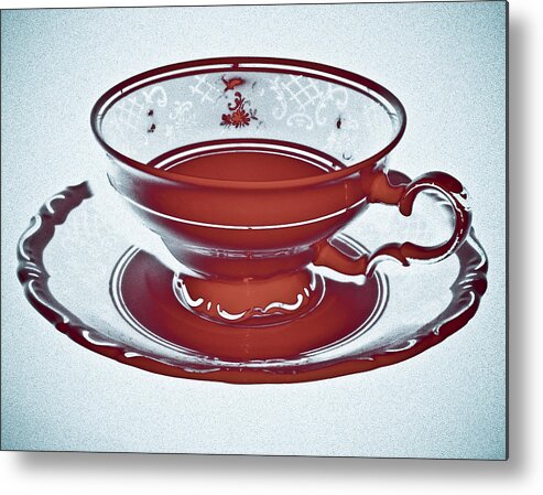 Tea Metal Print featuring the mixed media Red Tea Cup by Frank Tschakert