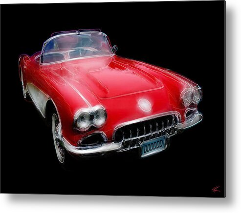 Digital Metal Print featuring the digital art Redvette by Kenneth Armand Johnson