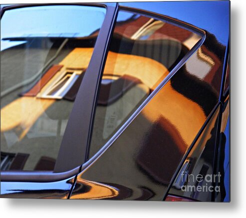Reflection Metal Print featuring the photograph Reflection on a Parked Car 16 by Sarah Loft