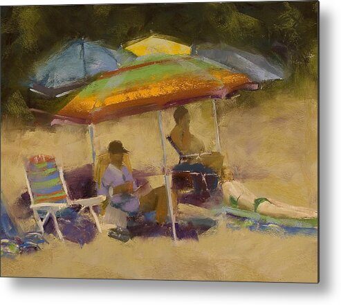 Relaxing At The Lake Metal Print featuring the pastel Relaxing at the Lake by David Patterson