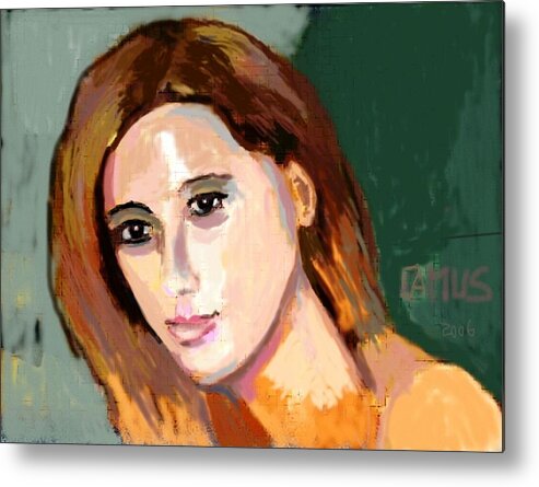 Art Metal Print featuring the painting Retrato Patricia by Carlos Camus