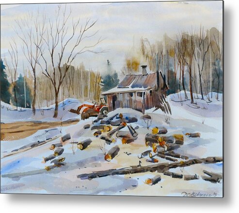 Winter Metal Print featuring the painting Reynold's Sugar Shack by David Gilmore