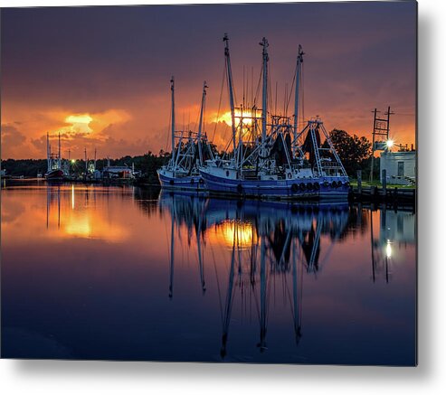 Bayou Metal Print featuring the photograph Rich and Vibrant Bayou Sunset by Brad Boland