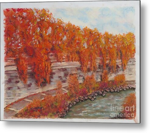River Metal Print featuring the pastel River Tiber in Fall by Laurie Morgan