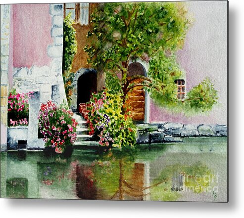 Water Metal Print featuring the painting Riverfront Property by Karen Fleschler