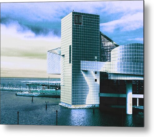 Cleveland Ohio Museum Metal Print featuring the photograph Rock and Roll Hall of Fame - Electric Blue by Shawna Rowe