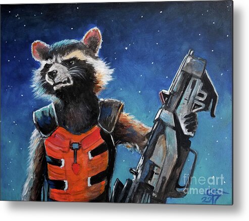 Guardians Of The Galaxy Metal Print featuring the painting Rocket by Tom Carlton