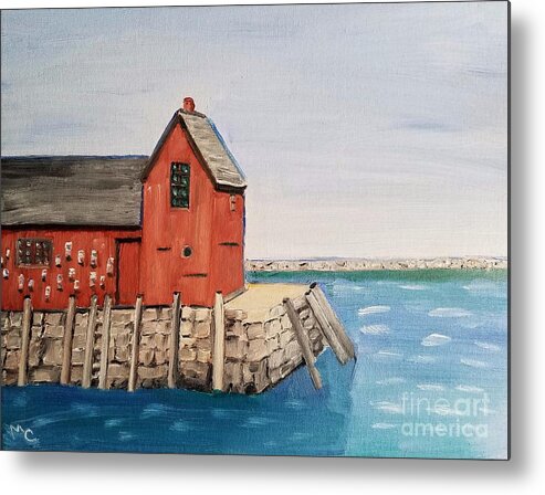 Rockport Metal Print featuring the painting Rockport Motif in winter by Mary Capriole