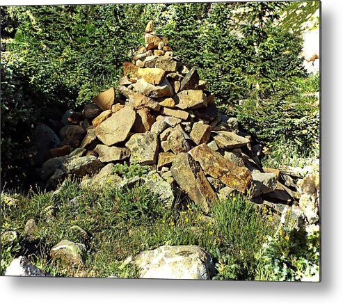 Rocky Mountains Metal Print featuring the photograph Rocky Mountain Cairn by Joseph Hendrix