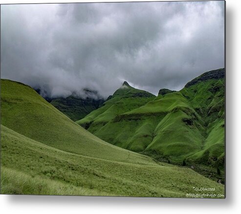 Mountains Metal Print featuring the photograph Rolling green Drakensberg Mountains by Gaelyn Olmsted