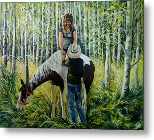 Western Art Metal Print featuring the painting Romantic Summer by Anna Duyunova