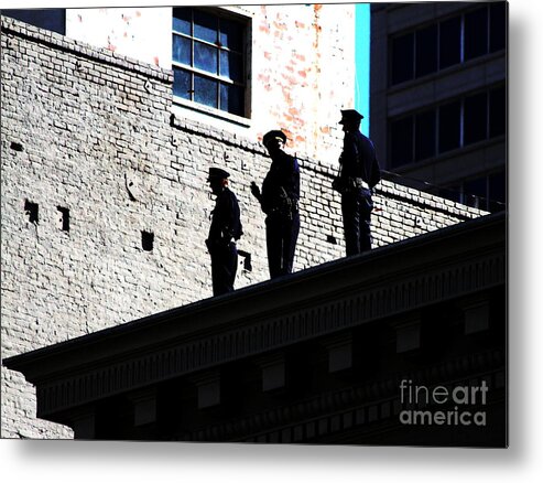 Police Metal Print featuring the photograph Rooftop Cops by Wingsdomain Art and Photography