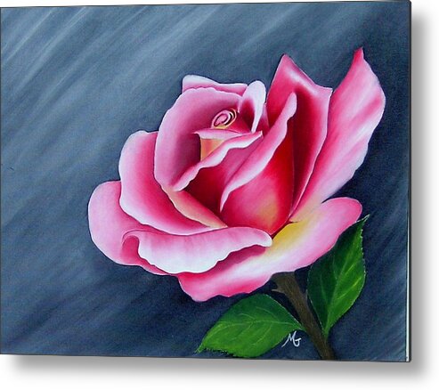 Rose Metal Print featuring the painting Rose In Elegance by Mary Gaines