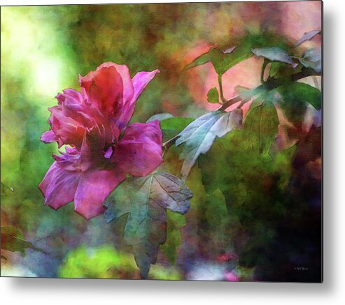 Impressionist Metal Print featuring the photograph Rose of Sharon On The Branch 4066 IDP_2 by Steven Ward