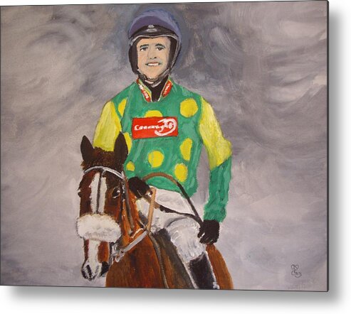 Racehorse. Jockey Metal Print featuring the painting Ruby Walsh and Kauto Star by Carole Robins
