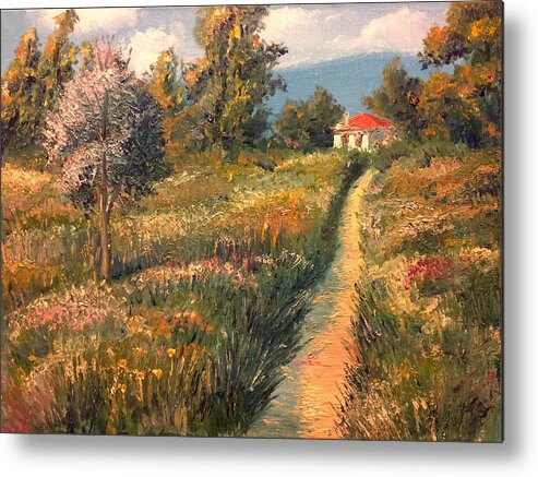 Cottage Metal Print featuring the painting Rural Idyll by Vit Nasonov