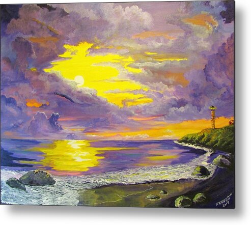 Lighthouse Metal Print featuring the painting Sailors Sentinel by Dave Farrow