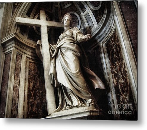 Woman Metal Print featuring the photograph Saint Helena statue inside Saint Peter s Basilica Rome Italy by Daliana Pacuraru