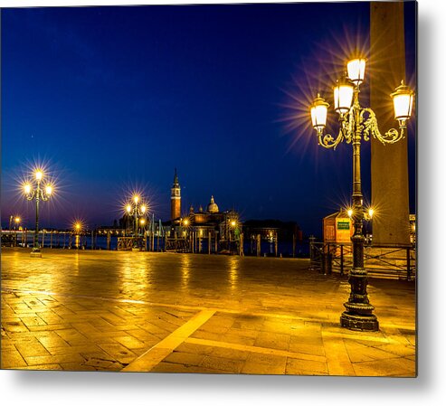 Sunrise Metal Print featuring the photograph San Marco Square in Venice at Sunrise by Lev Kaytsner