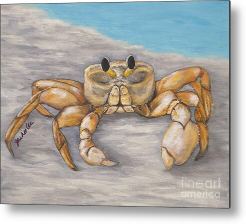 Sand Crab Metal Print featuring the painting Sand n Shore by JoAnn Wheeler