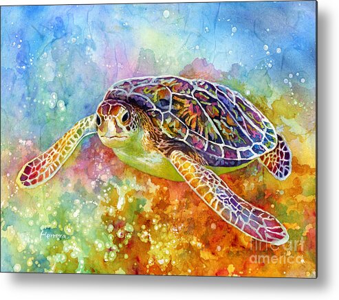 Turtle Metal Print featuring the painting Sea Turtle 3 by Hailey E Herrera