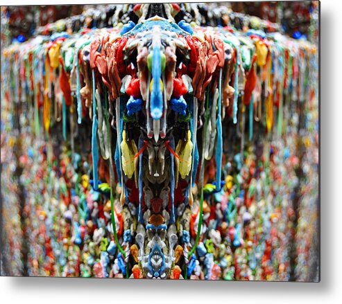 Gum Metal Print featuring the digital art Seattle Post Alley Gum Wall Reflection by Pelo Blanco Photo