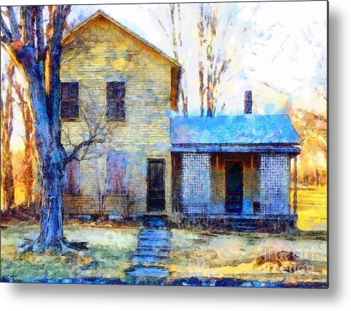 House Metal Print featuring the photograph September's Song - Yellow Farmhouse by Janine Riley