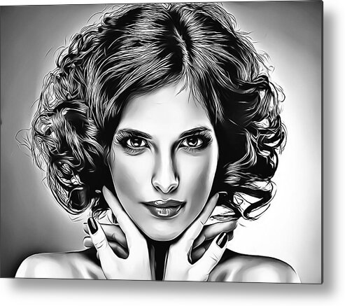 Pencil Metal Print featuring the drawing Sesilya BW by Nenad Vasic