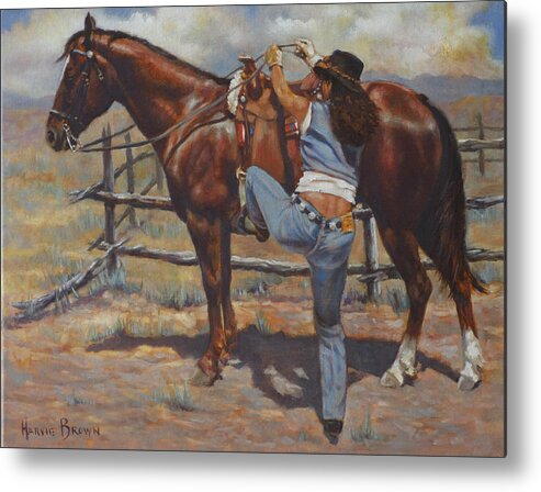 Afro-american Metal Print featuring the painting Shawtie-butt and Cowboy by Harvie Brown