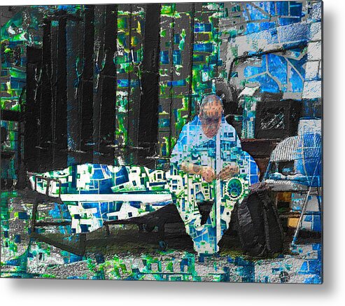 Sit Metal Print featuring the mixed media Shelter by Tony Rubino