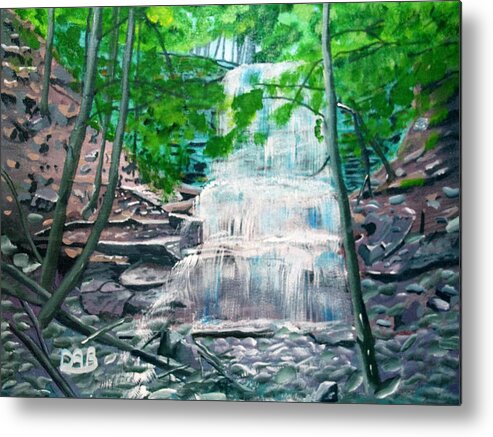 Landscape Metal Print featuring the painting Sherman Falls by David Bigelow