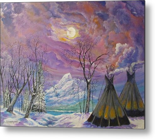 Mountains Metal Print featuring the painting Shoshone Moon by Dave Farrow
