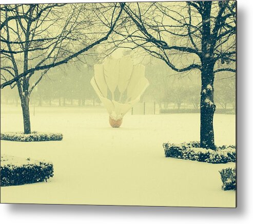 Nelson-atkins Metal Print featuring the photograph Shuttlecock in the Snow by Michael Oceanofwisdom Bidwell