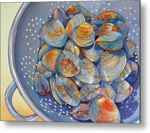 Clams Metal Print featuring the painting Silence of the Clams by Judy Mercer