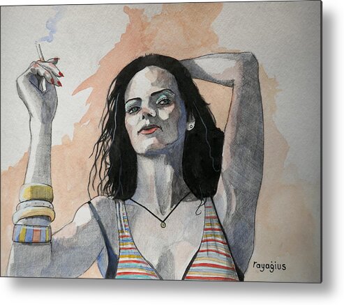 Female Metal Print featuring the painting Sketch for Lucy by Ray Agius
