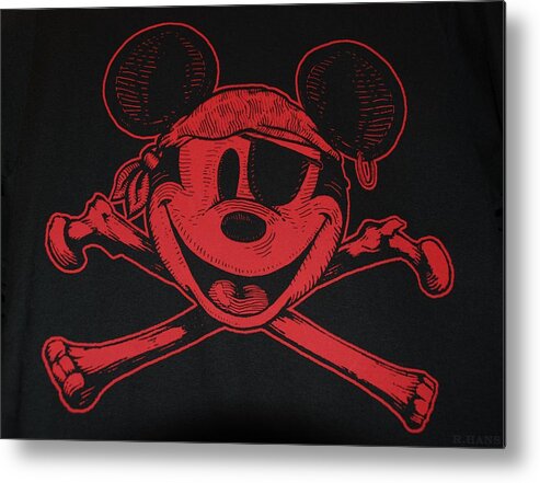 Magic Kingdom Metal Print featuring the photograph Skull And Bones Mickey In Red by Rob Hans