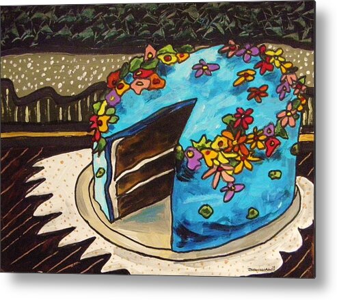 Sky Blue Cake Metal Print featuring the painting Sky Blue Cake by John Williams