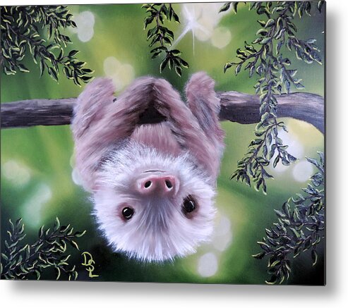 Greens Metal Print featuring the painting Sloth'n 'Around by Dianna Lewis