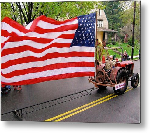 Us Flag Metal Print featuring the photograph Small Town America by Jeanette Oberholtzer