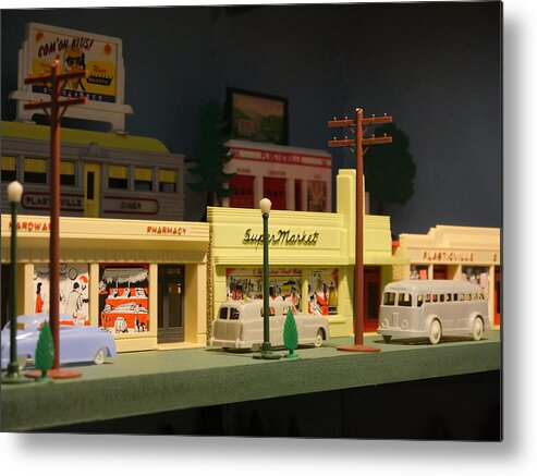 Richard Reeve Metal Print featuring the photograph Small World - Plasticville Main Street by Richard Reeve