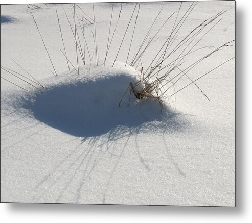 Snow Metal Print featuring the photograph Snow Shadows with grass by Douglas Pike