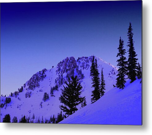 Snowbasins Lone Tree Chute Metal Print featuring the photograph Snowbasin by Raymond Salani III