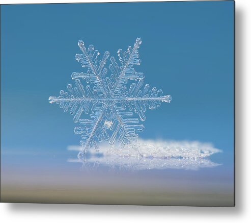 Snowflake Metal Print featuring the photograph Snowflake photo - Cloud number nine by Alexey Kljatov