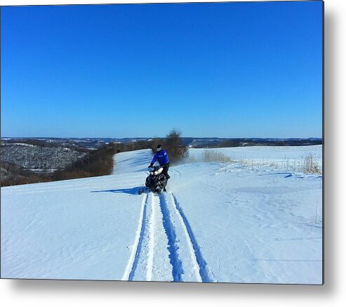 Snow Metal Print featuring the photograph Snowmobiling by Brook Burling