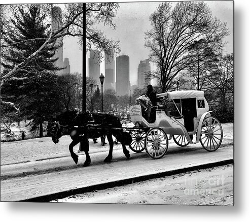 Horse And Buggy Metal Print featuring the photograph Snowy Ride by Dennis Richardson