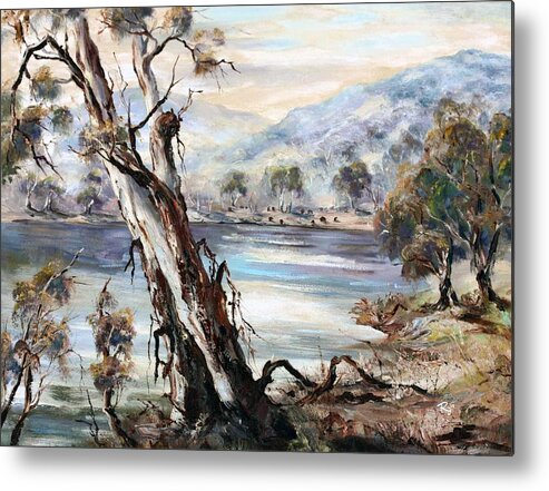 Snowy River Metal Print featuring the painting Snowy River by Ryn Shell