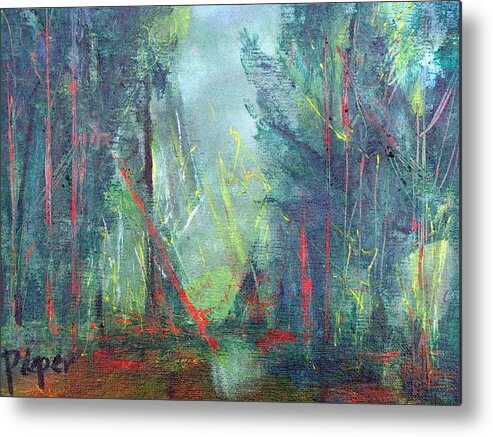Forest With Light Metal Print featuring the painting Softlit Forest by Betty Pieper