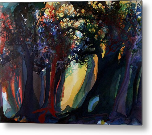 Landscape Metal Print featuring the painting Sorting With Reality by Darcy Lee Saxton